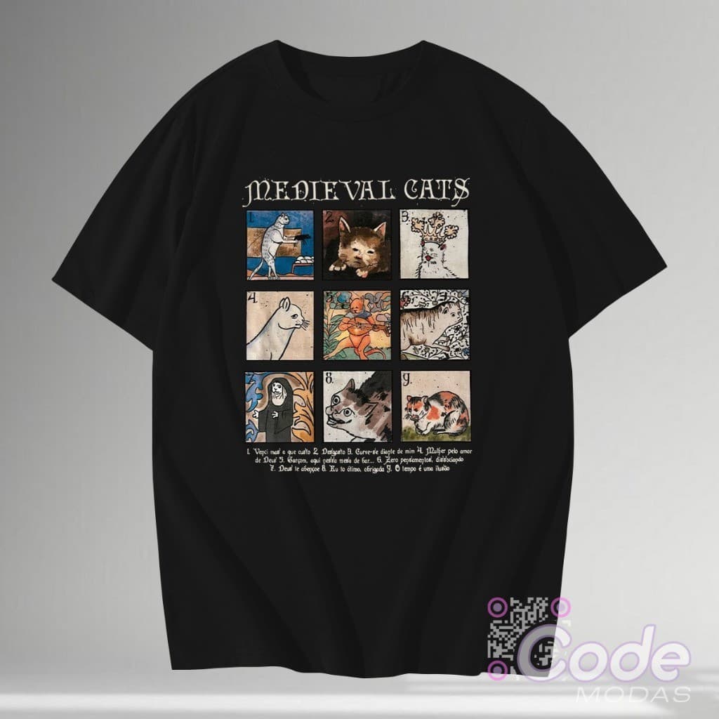 Camisa Camiseta Medieval Cats Aesthetic