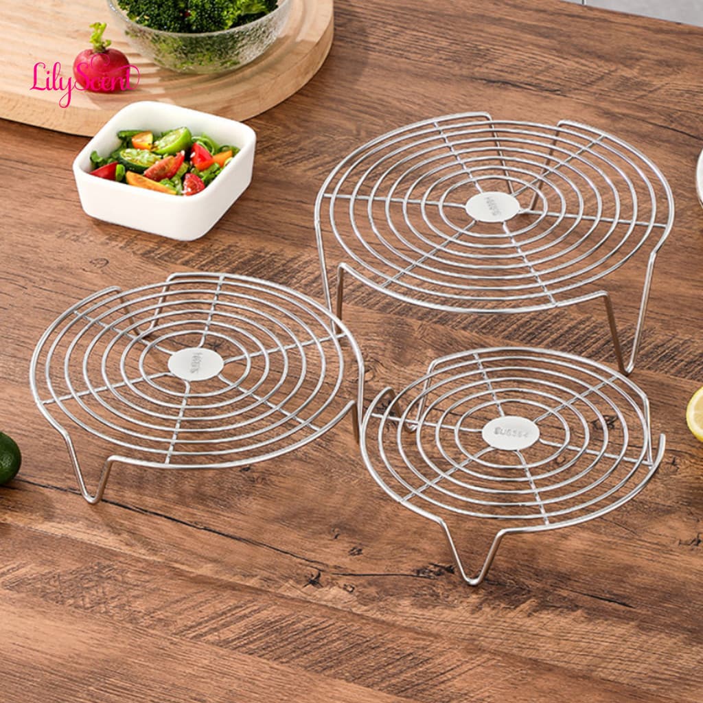 Stainless Steel Steam Rack Metal Round Steamer – Dishwasher Safe Multifunctional Baking Steaming Roasting Cooking for