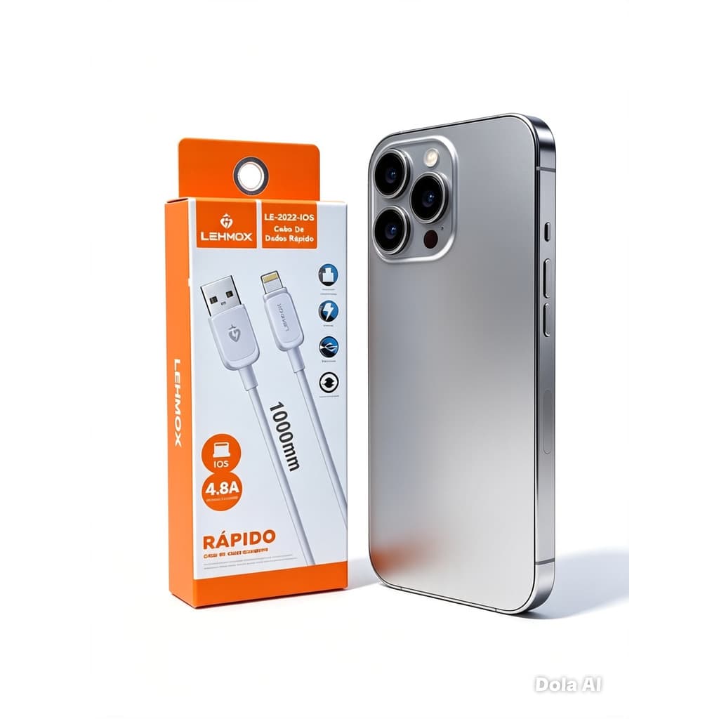 Carregador branco IPhone Lightning 7, 8, 9, XR, 12, 13 e 14 Pro Max Turbo Carregamento Rápido IOS