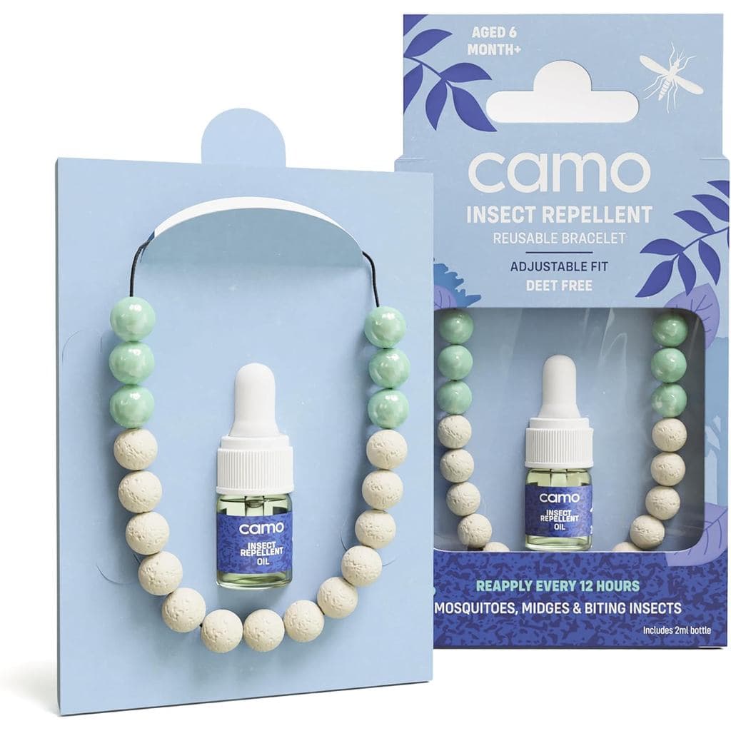 CAMO, Pulseira Repelente de Insetos Reutilizável, Pedra de Lava Natural, Contém Repelente para Recarregar. é Força. Ajus