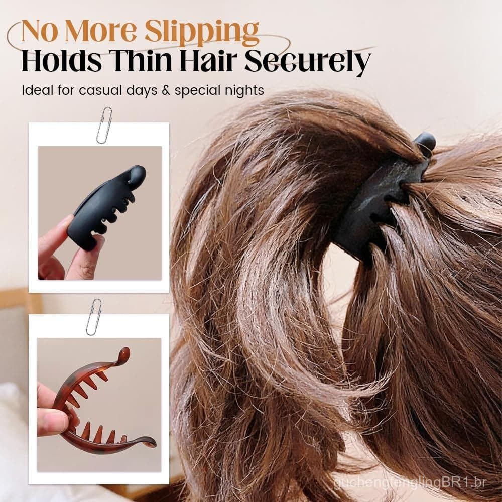 Presilhas de Cabelo Tipo Banana para Mulheres, Novas Presilhas Ovais Retrô 2026, Seguras e Sem Marcas, Presilhas Fofas p