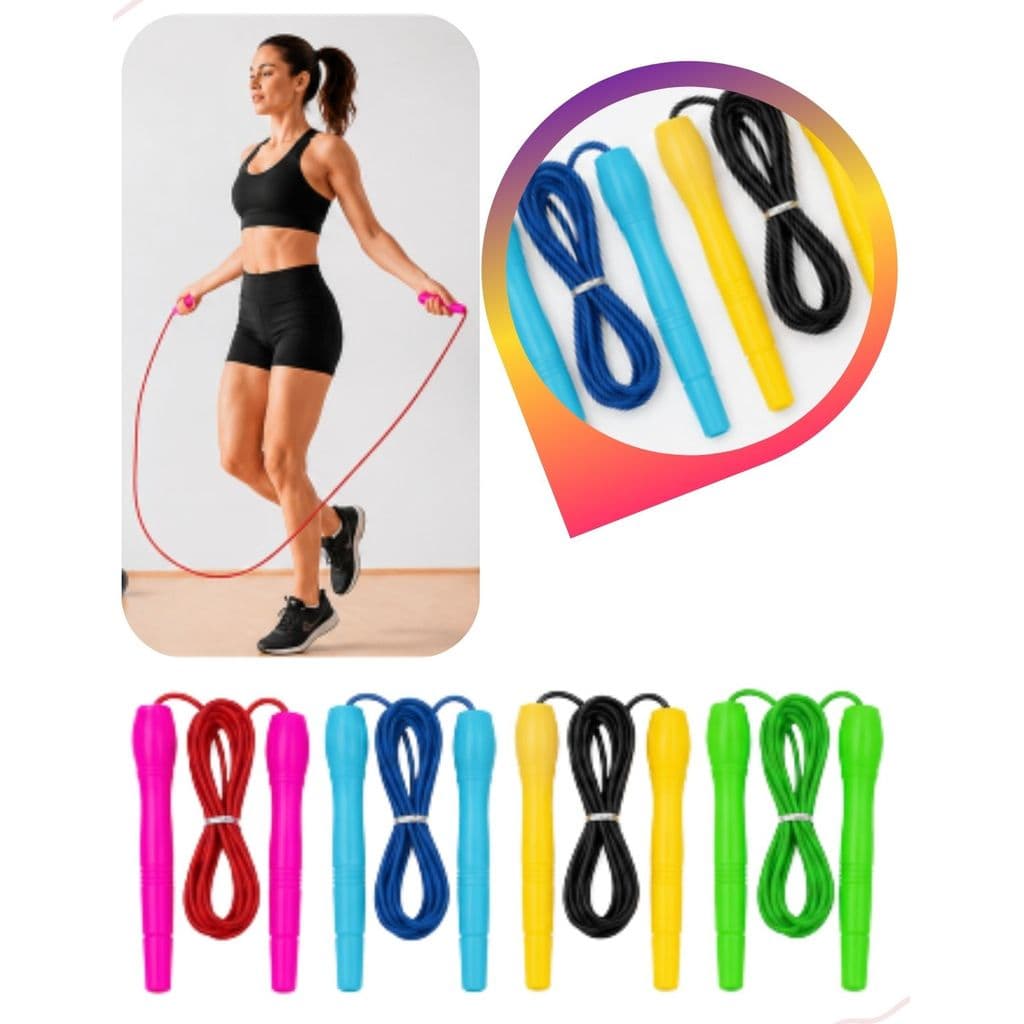 Corda de Pular Plástico Fitness Academia Cardio Treino Funcional