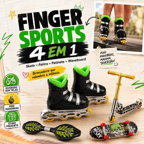 Super Kit 4 Em 1 Skate Dedo Patins Patinete Waveboard Brinquedos