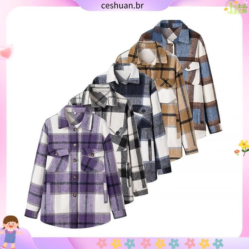 CSA Menino E # 39camisa Xadrez De Manga Comprida Em Algodão Flanela-Afetuoso