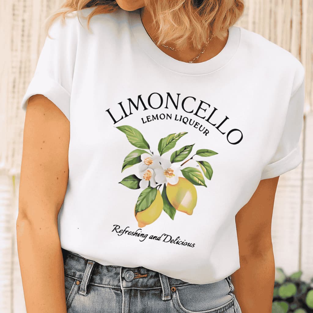 Camiseta Feminina Estampa Limoncello Drink Lemon Blusa T-Shirt 100% Algodão Camisa Blogueira Moda