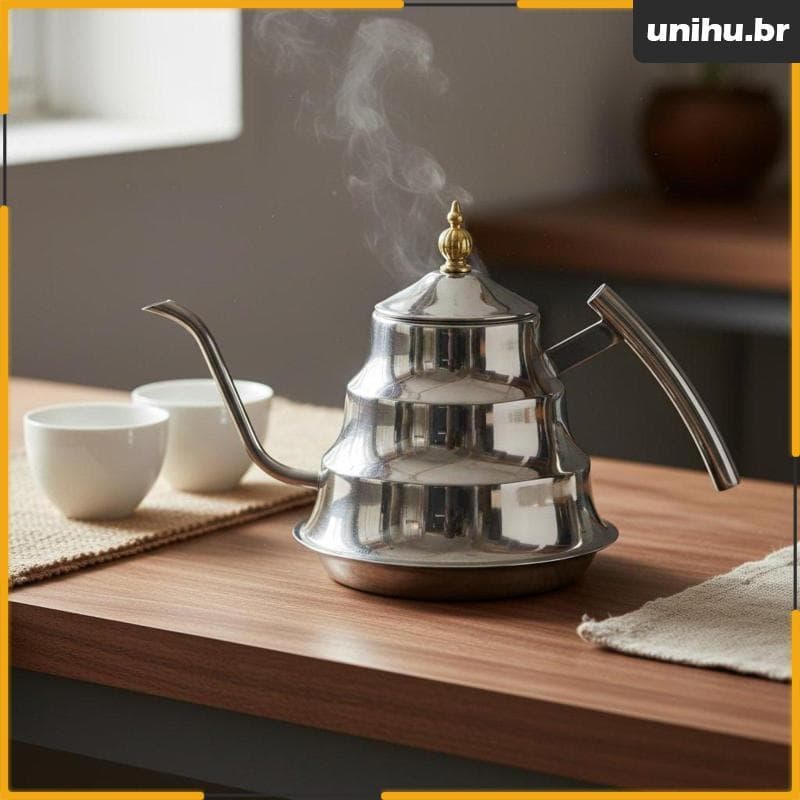 [Unihu] Bule De Aço Inoxidável Com Infusor De Alta Qualidade Para Chá E Bambu Prateado