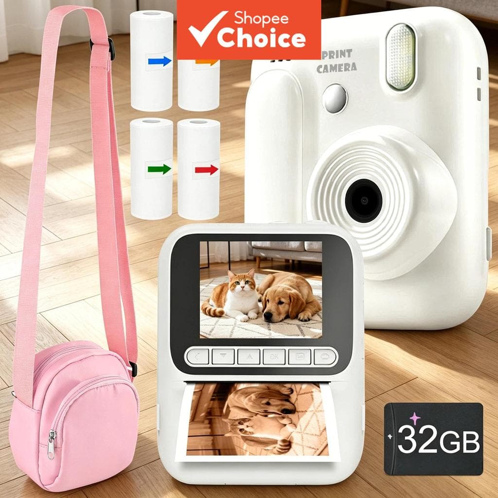 Câmera De Impressão Instantânea Infantil 1080P HD Brinquedo De Gravação De Vídeo Impressora Fotográfica Térmica De Bolso