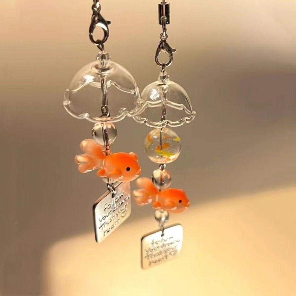 Chaveiro de peixinho dourado, pingente decorativo para bolsa e carro, com corrente.