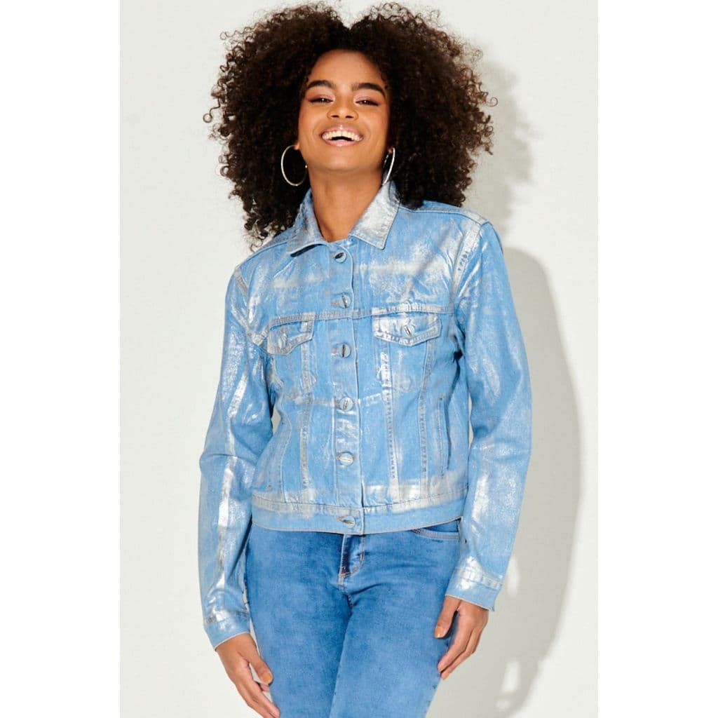 Jaqueta Feminina Destroyed Tingida Planet Girls Jeans Claro