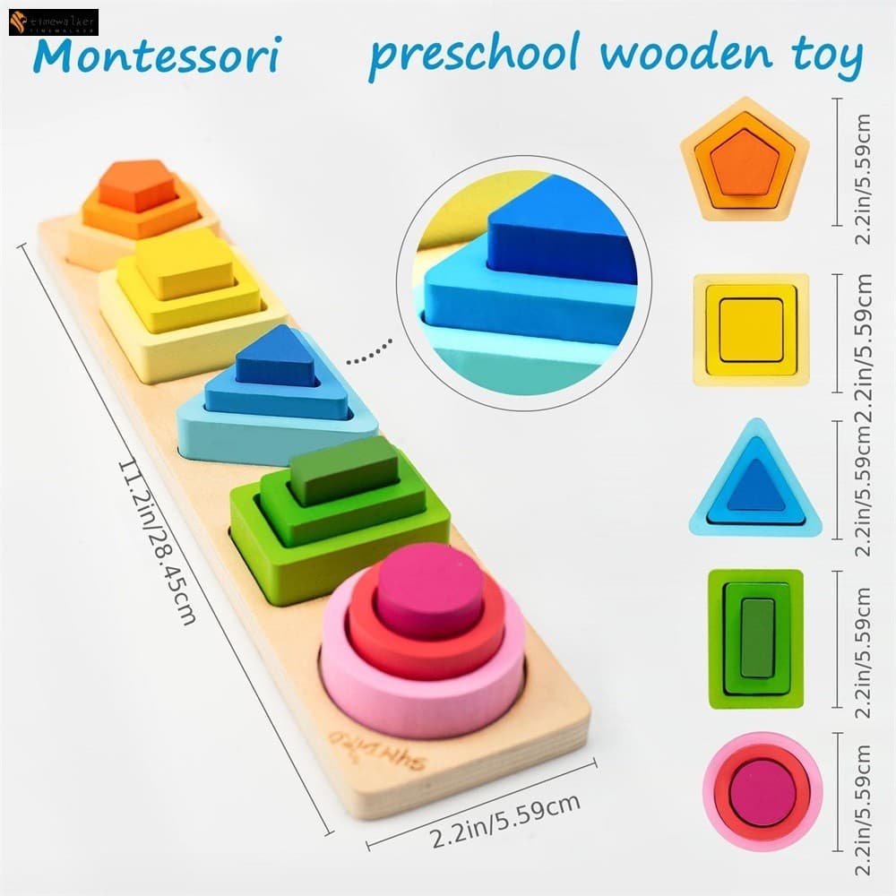 Brinquedos De Pilha Geométrica-Blocos De Construção Coloridos Para Crianças Aprendendo