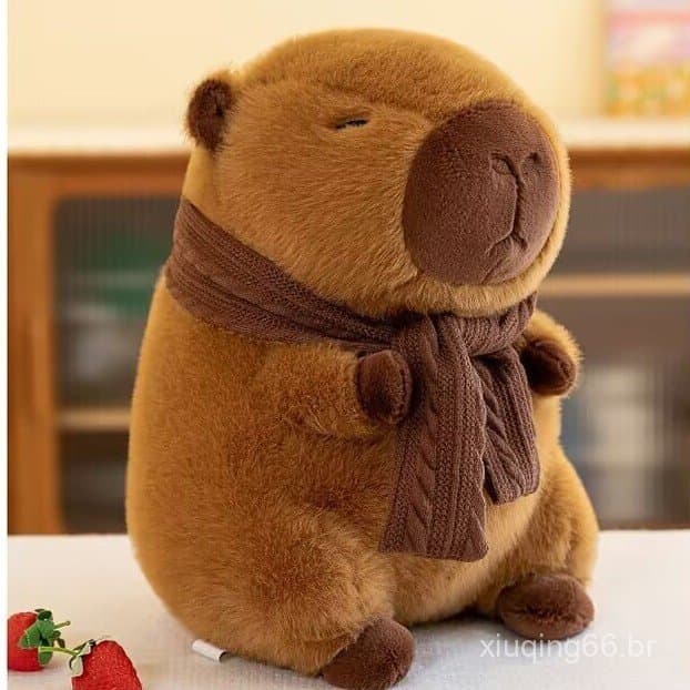 Pelúcia de capivara com cachecol, famosa na internet, 2026, presente infantil para máquina de garras de capivara, almofa