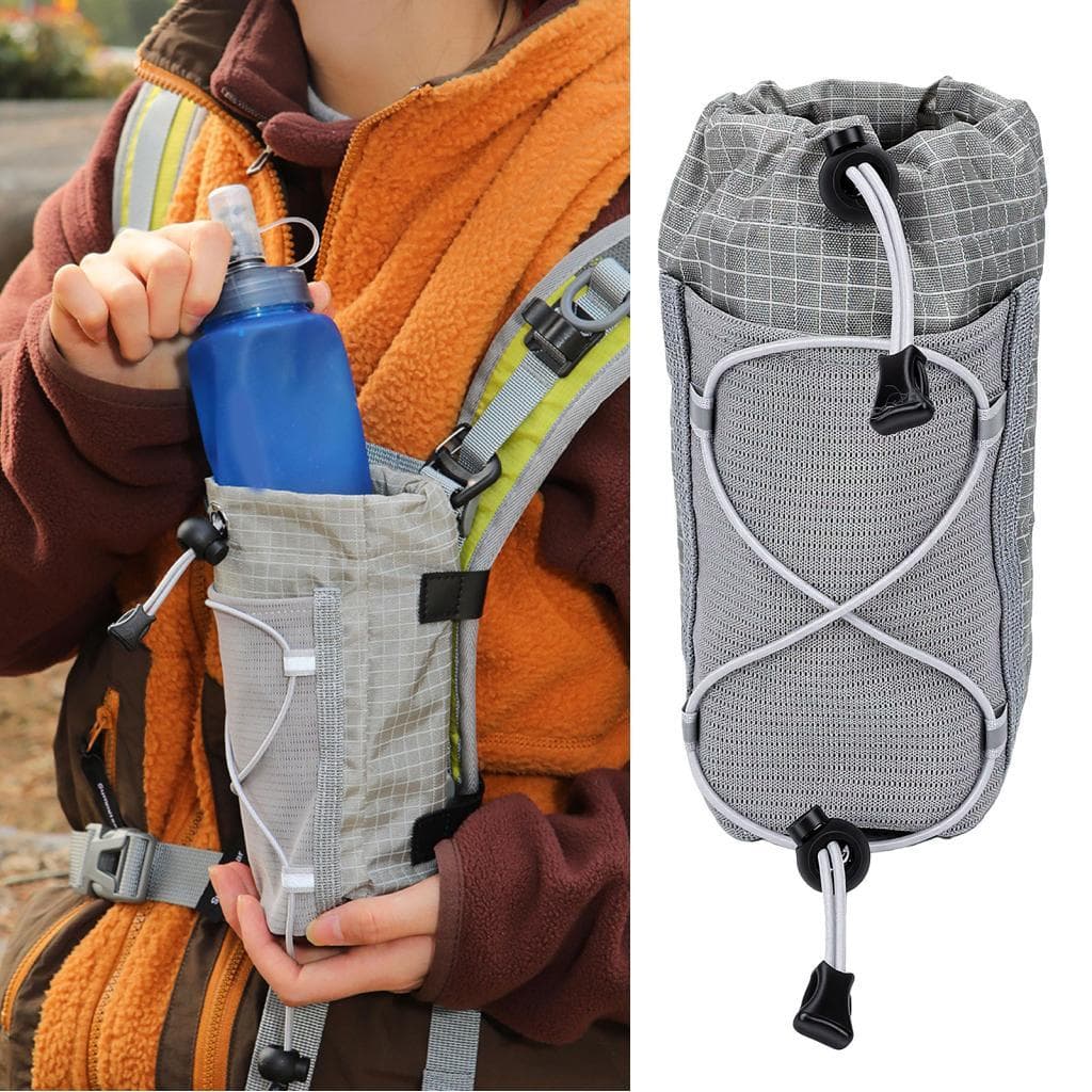 Karlak alça para mochila bolsa para garrafa de água portátil suporte cinza para caminhadas e viagens garrafas padrão