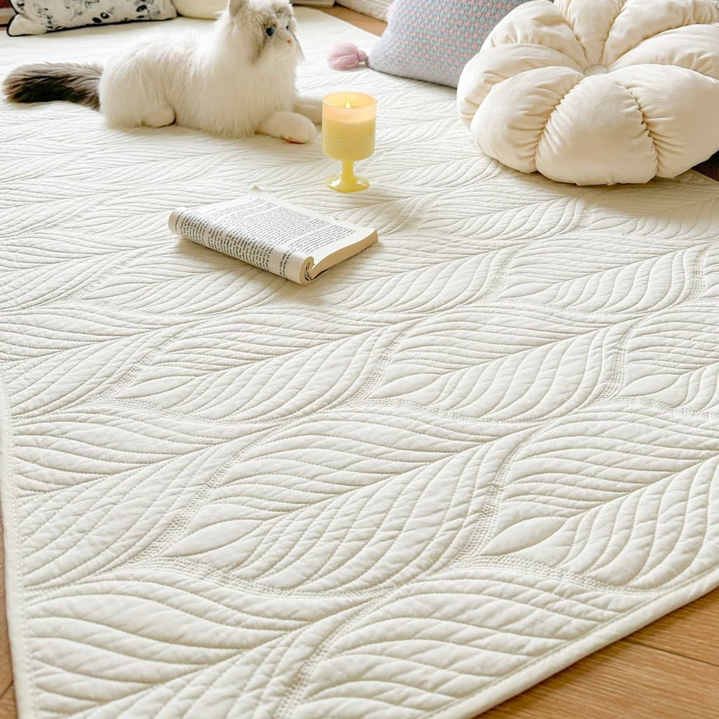 [Novo produto] algodão puro acolchoado bordado quarto tapete de cabeceira tapete de algodão lavado antiderrapante tapete