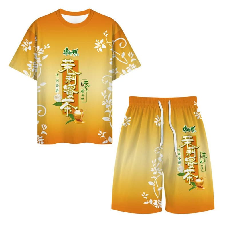 Verão engraçado na moda conjunto de venda quente divertido gelo preto chá bebida conjunto masculino feminino mesmo estil