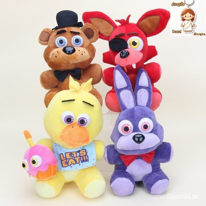 25cm Urso da Meia-Noite FNAF Boneco de Pelúcia Freddy Fox Chica Bonnie Brinquedo de Pelúcia Boneca Infantil