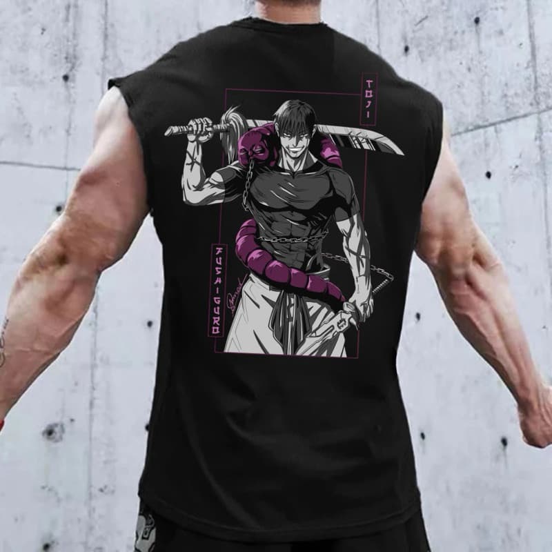 Regata Machão Over Toji Fushiguro Jujutsu Kaisen - Estampa Costas Anime Treino Gymwear