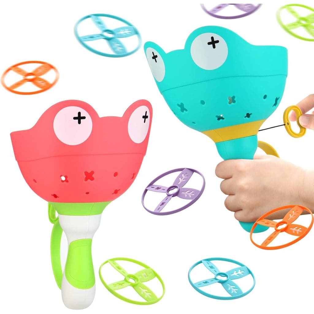 Brinquedos ao Ar Livre para Crianças de 4 a 8 Anos: Lançador de Disco Voador, Brinquedos de Captura Manual, Jogos ao Ar