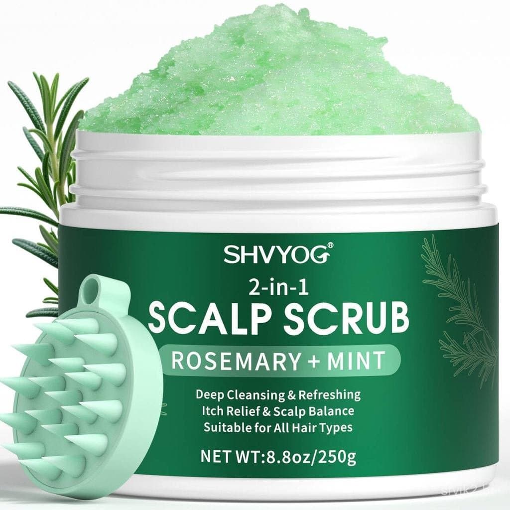 SHVYOGS Esfoliante Capilar, Esfoliante de Alecrim com Hortelã e Sal Marinho, Shampoo Esfoliante Anticaspa para Limpeza P