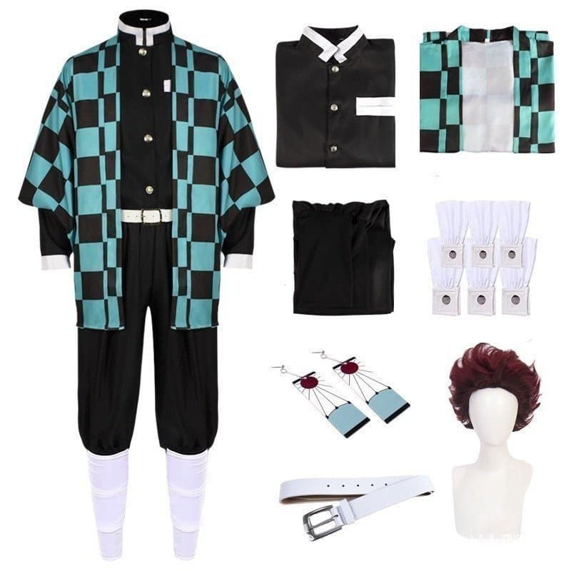 Fantasia de Cosplay Demon Slayer para Festa de Halloween, Conjunto Completo Kamado Tanjirou para Adultos e Crianças 1SJM