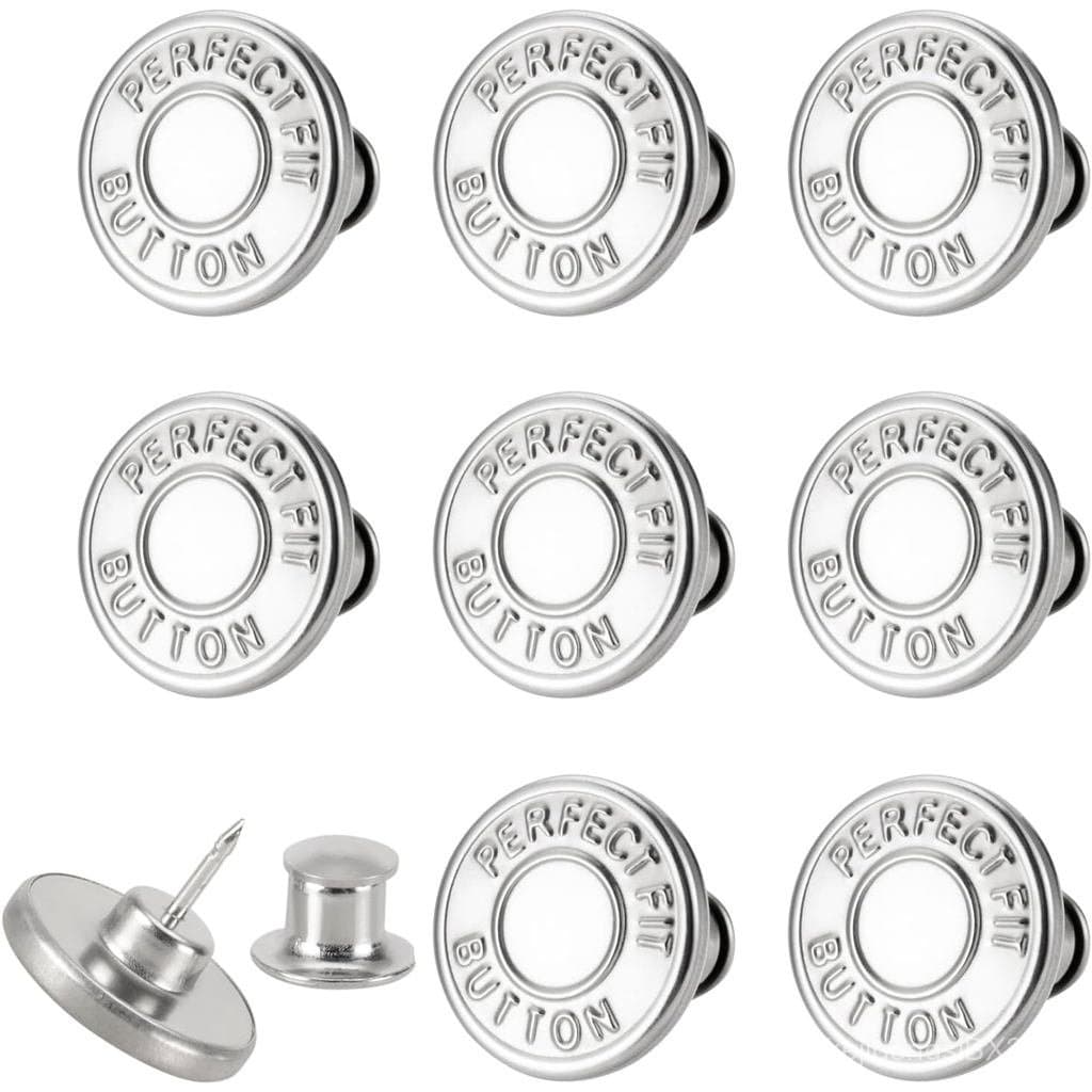 8 Conjuntos de Botões de Calça de 17 mm, Botões de Metal para Jeans Soltos, Botão Ajustável para Jeans, Reutilizável e A