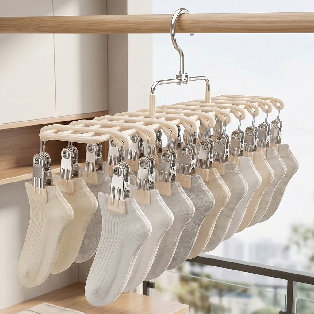 Rack de secagem de meias de aço inoxidável Multi-clipe rack de secagem doméstica secagem roupa interior cabide especial