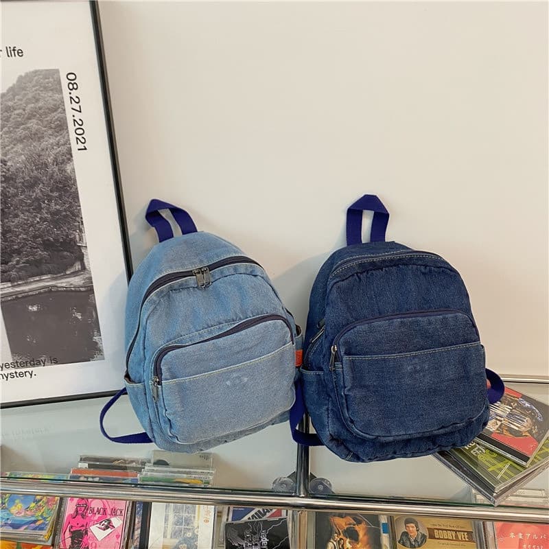 Mochila Pequena Coreana Feminina Estilo Japonês Lona de Ganga Lavada Versão Coreana Feminina Harajuku Mochila Pequena Li