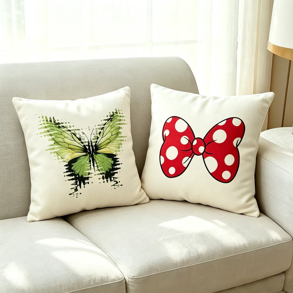 45x45cm Almofadas de Linho com Desenhos Fofos Laço Estrela Completo Decoração Feminina (0147-0156)