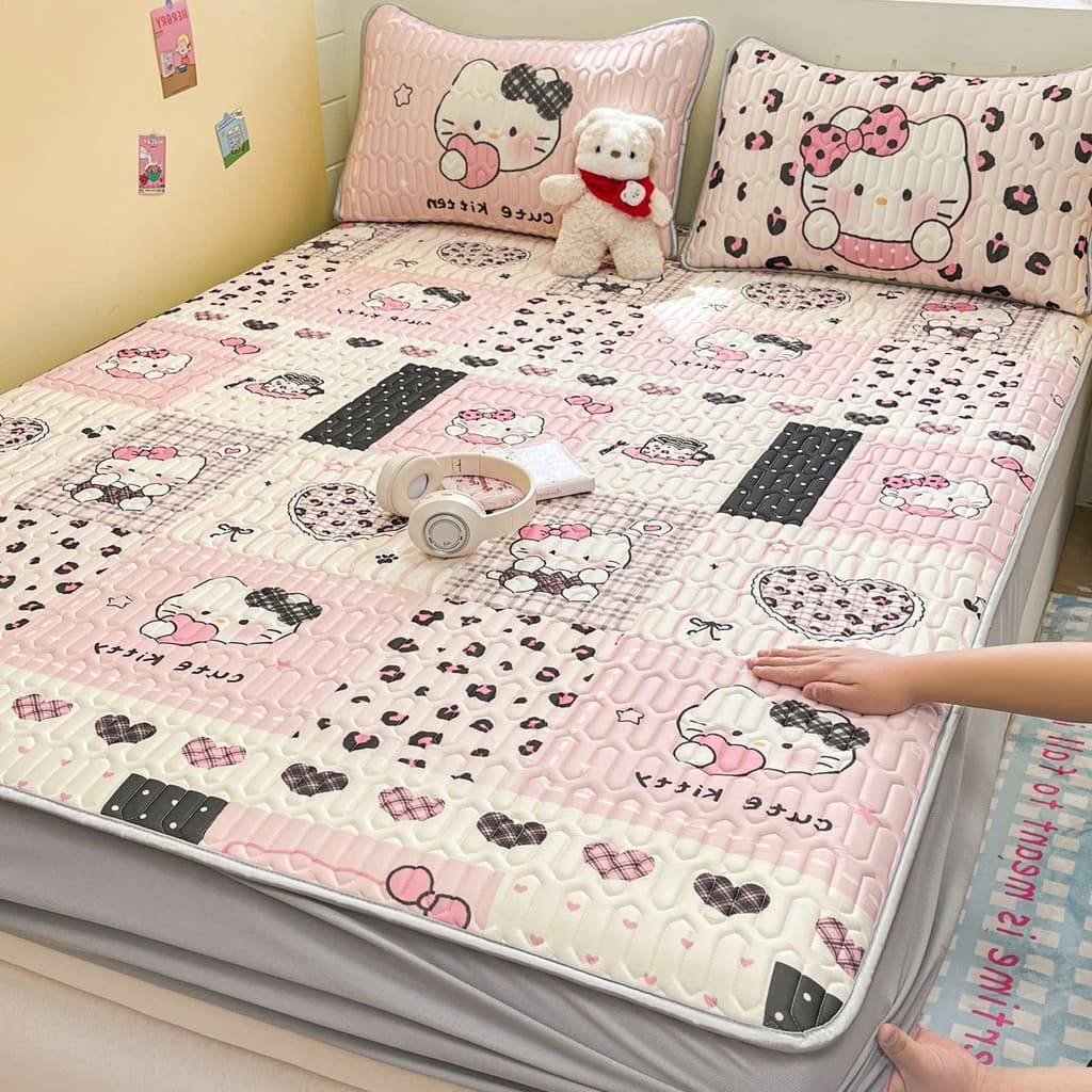 Saco De Cama De Látex De Seda Com Resfriamento De Cor Fresca Conjunto De Três Peças Elástico Tudo Incluído Respirável Al