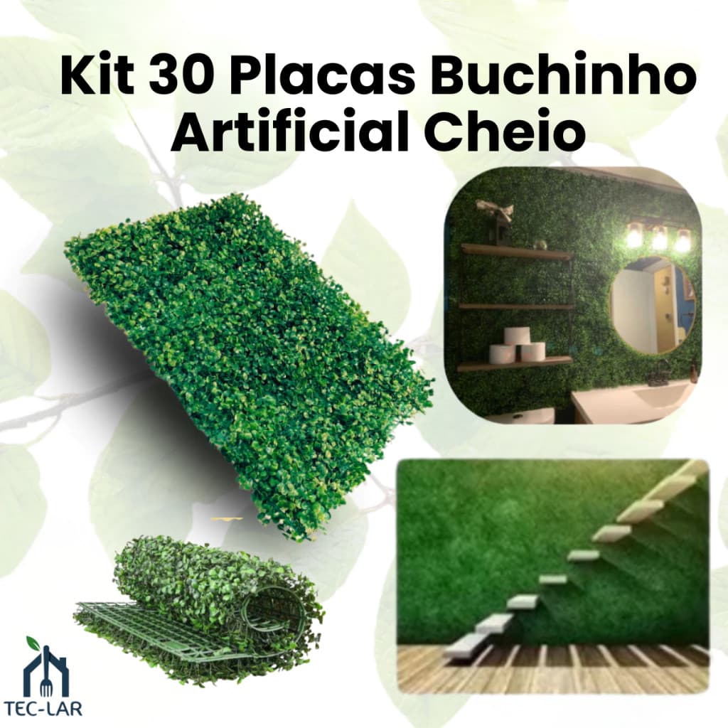Kit 30 Placas Buchinho Artificial Cheio 40x60cm Decoração Jardim Vertical Parede Cerca  Muro Inglês