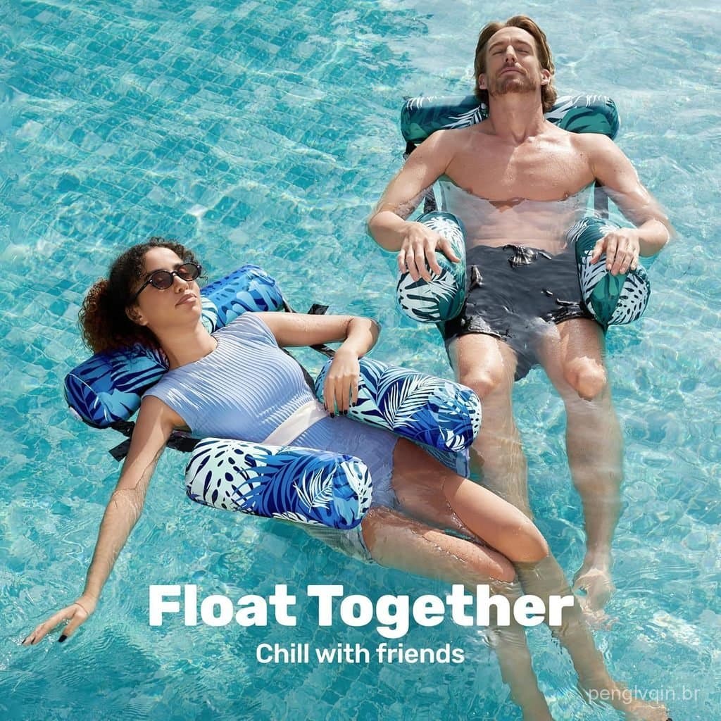 1 conjunto de assentos infláveis flutuantes para piscina e bomba manual – adequado para adultos, com recursos de brinque