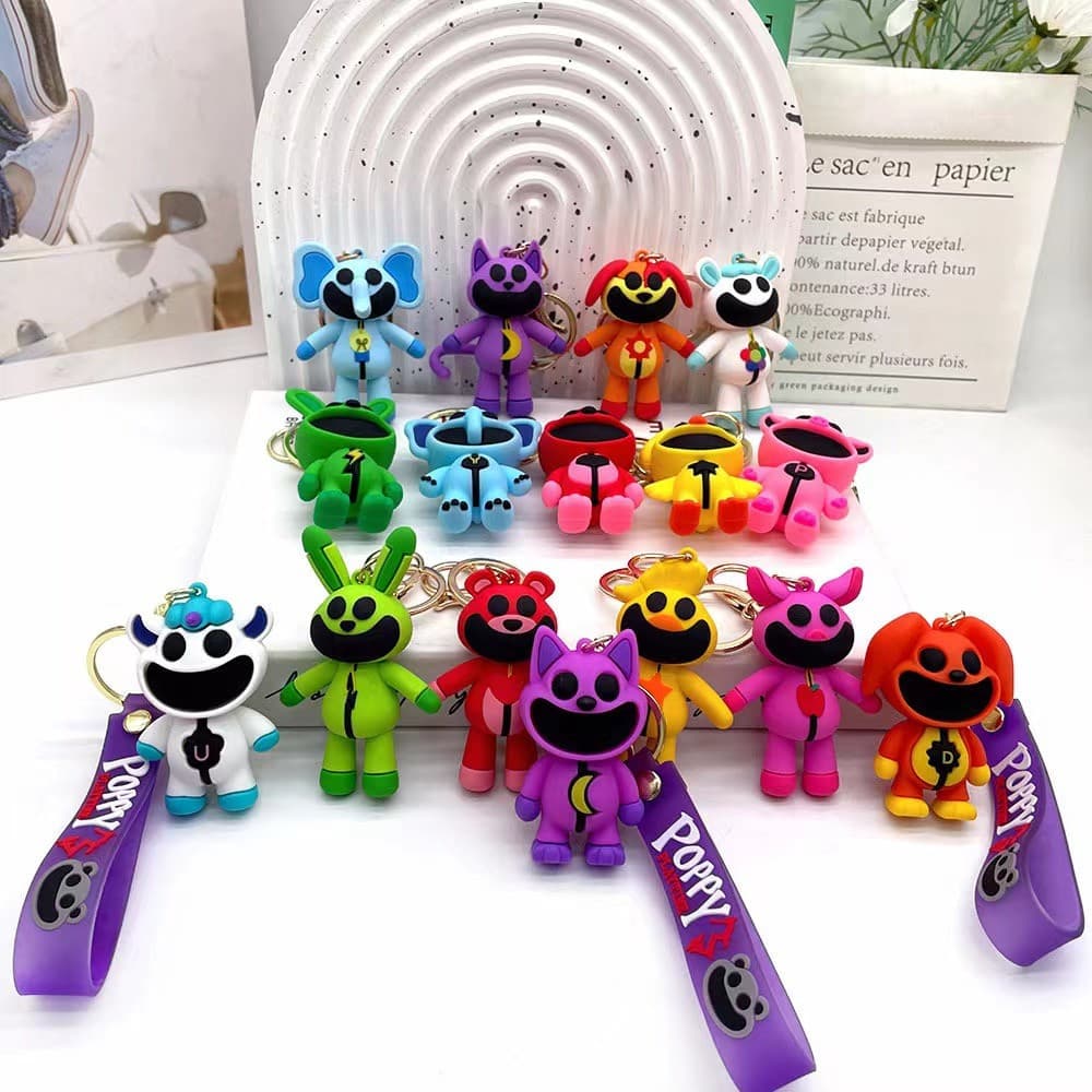 Promoção imperdível: chaveiro de animais sorridentes de terror, porquinho rosa, elefante azul, pingente XRLD