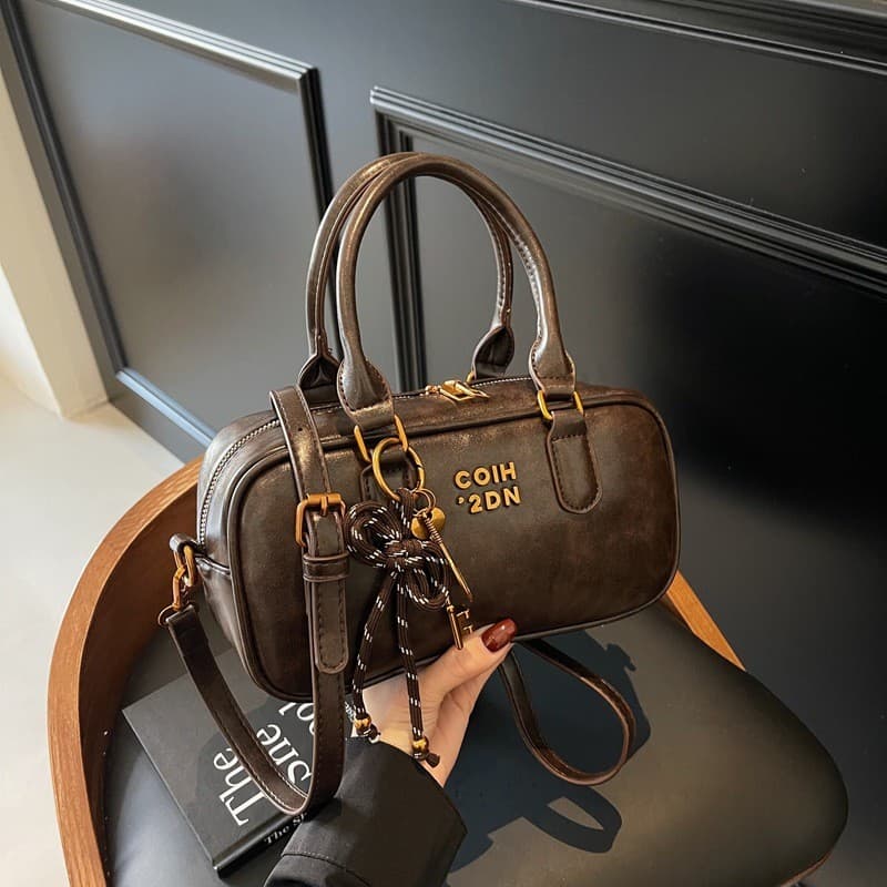 Bolsa de mão transfronteiriça, bolsa de ombro, bolsa estilo bowling para mulheres, estilo de designer coreano de nicho,