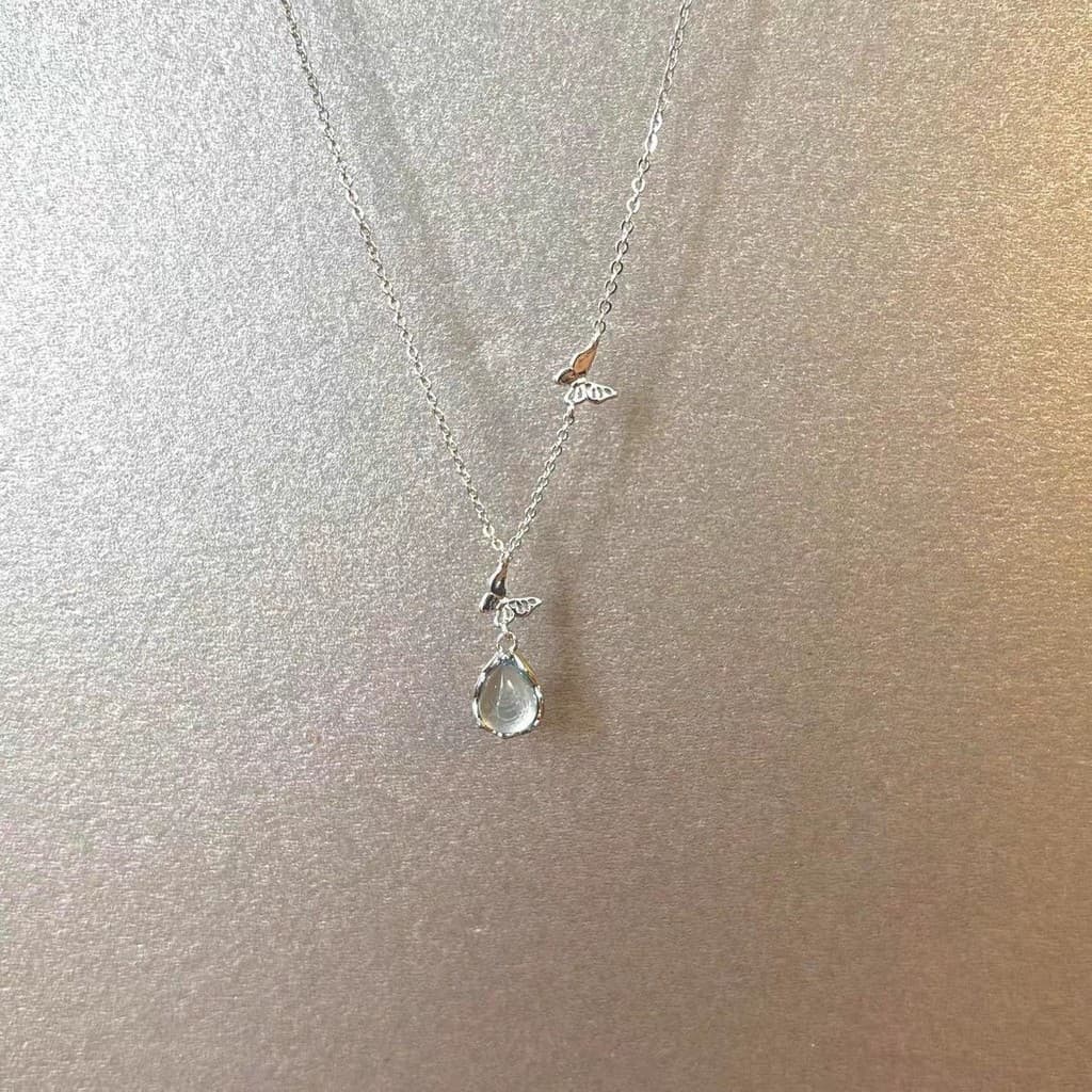 Gelo permeável gota de água borboleta clavícula corrente feminino verão temperamento acessórios simples