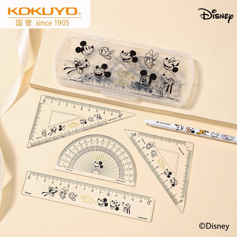 Japão japão kokuyo kokuyo Disney Mickey Co-marca régua conjunto de quatro peças estudante régua triângulo placa transpar