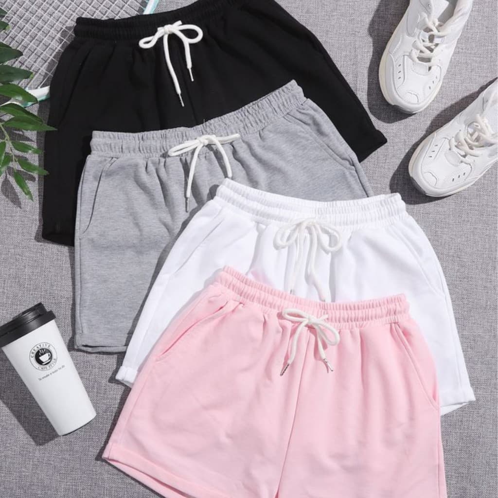shorts feminino short feminino de moletom cropped basico conjunto para o dia a dia Conjunto Feminino Moletinho