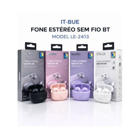 Fone IT-BLUE LE-2413 Sem Fio, Bluetooth 5.3, Som Premium e Longa Duração