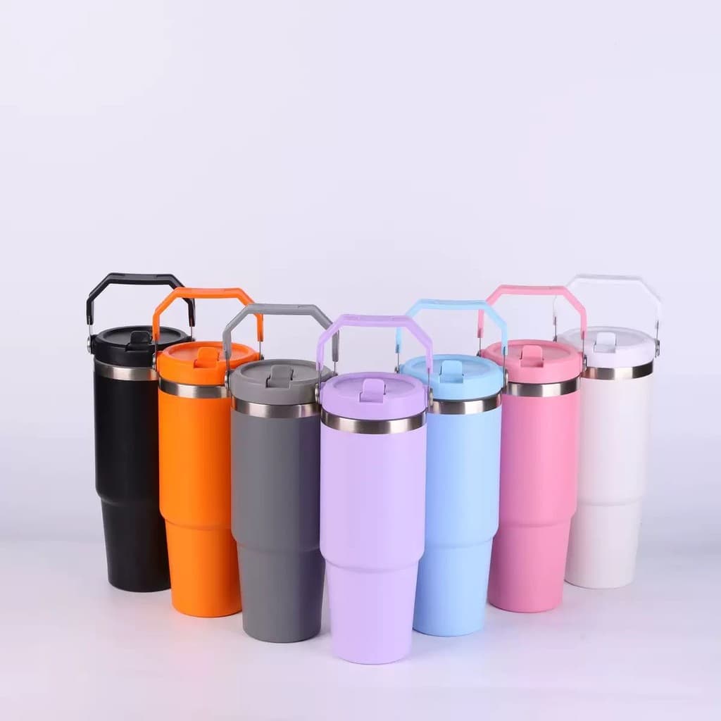 Garrafa Térmica Inox 600ml | Tampa Flip Antivazamento | Alça para Transporte | Quente e Frio