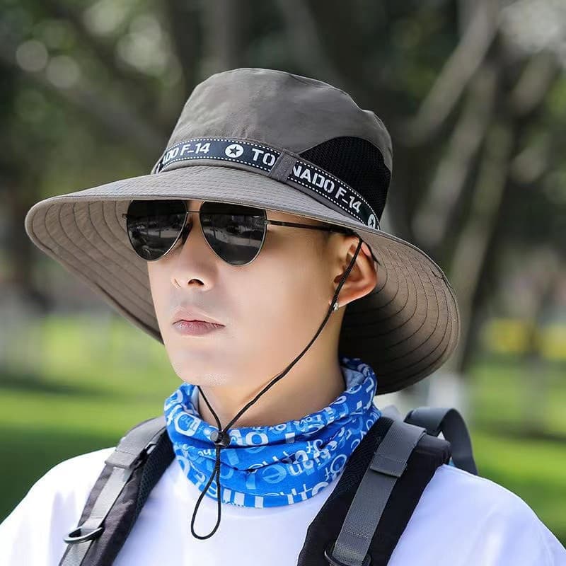 Chapéu de Verão Masculino em Tecido, Proteção Solar, Chapéu de Pescador Estiloso, Proteção UV O9QV RORH