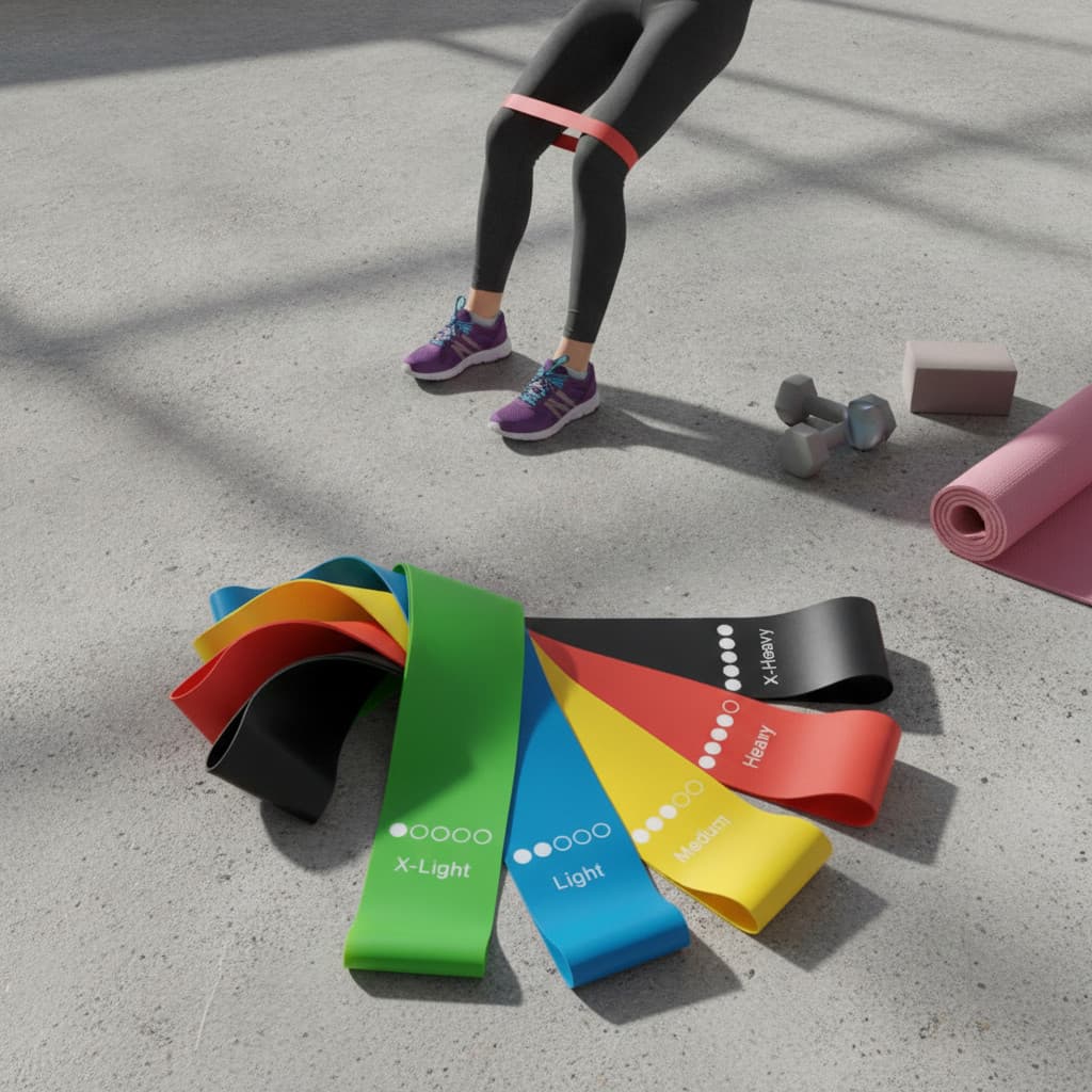 Kit 5 Faixas Elásticas Mini Band Profissional Níveis de Resistência Treino Funcional Pilates Yo