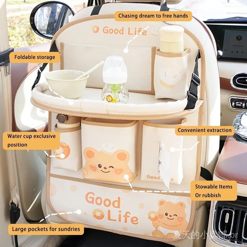 Bolsa de armazenamento para carro, linda bolsa de couro com vários bolsos de alta capacidade, bolsa de armazenamento par