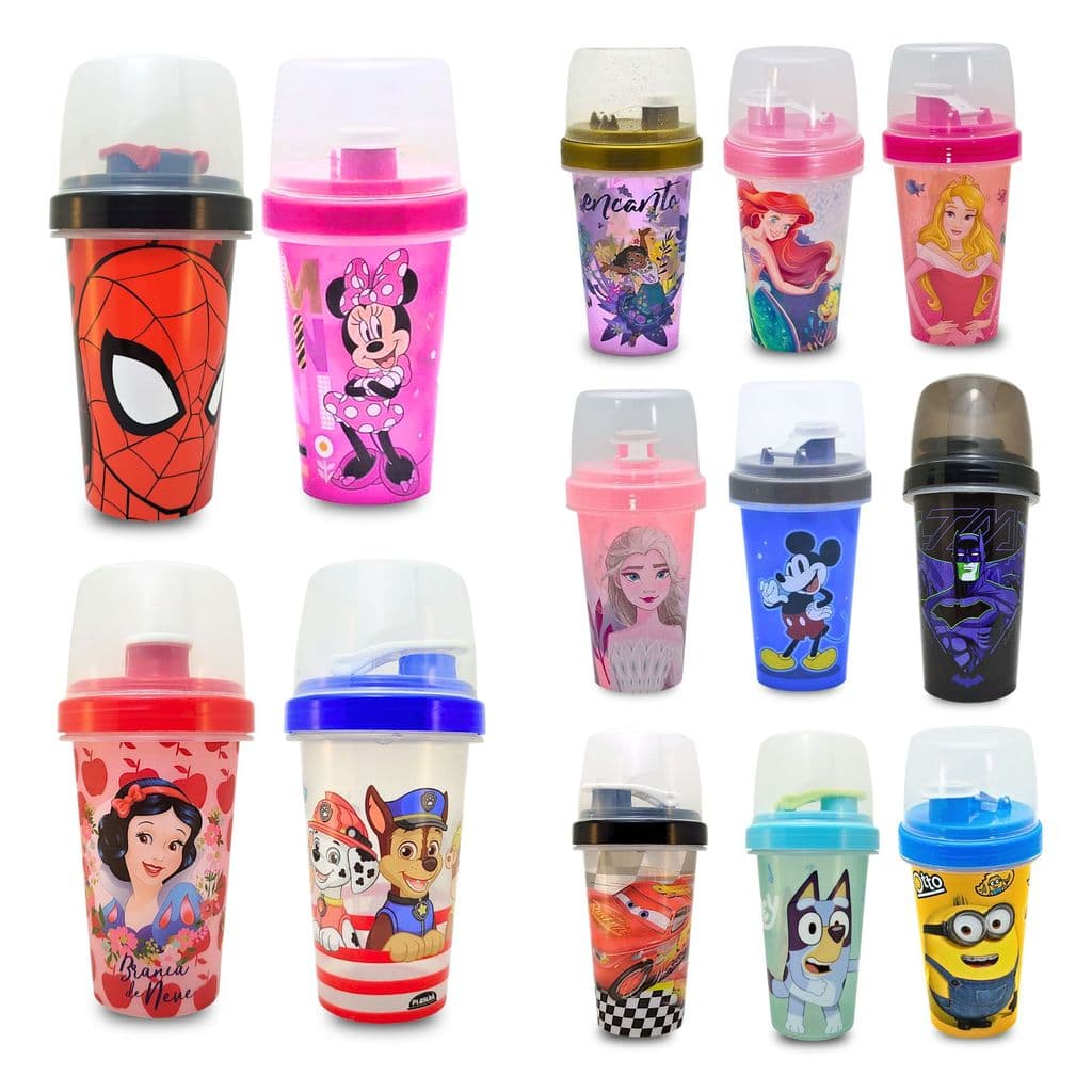 Copo Mini Shakeira Infantil Plástico 320ml Personagens Plasútil