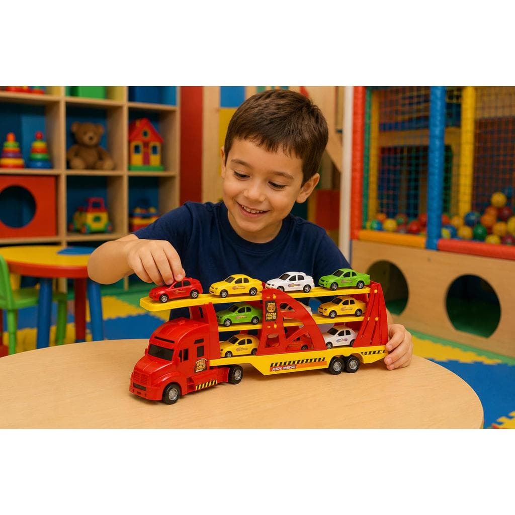 Brinquedo Caminhão Cegonha com 10 carrinhos Sortidos