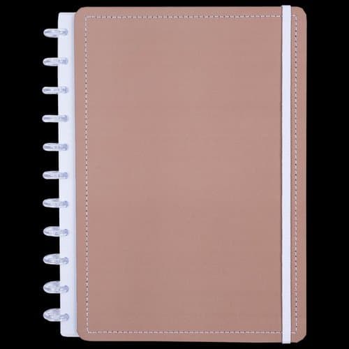 Caderno Grande Capa Dura Disko  Mocha Reposicionavel Organizador Anotacoes