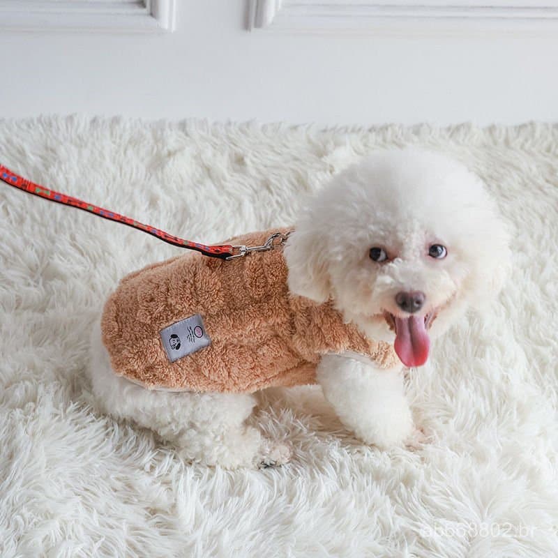 Roupas para cães feitas de lã de algodão confortável, colete reforçado, vestuário para cães para o outono e inverno, rou
