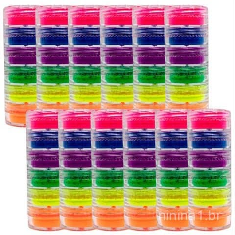 Torre 6 Cores Pó Acrílico Neon Decoração Nail Art Manicure e maquiagem colorida