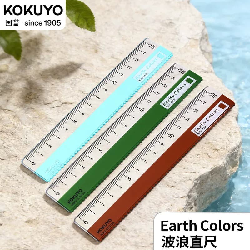 Japão Kokuyo Kokuyo Terra Cores Cor Natural Régua Onda Terra 15cm Régua de Exame Transparente Régua Onda Resistente ao D