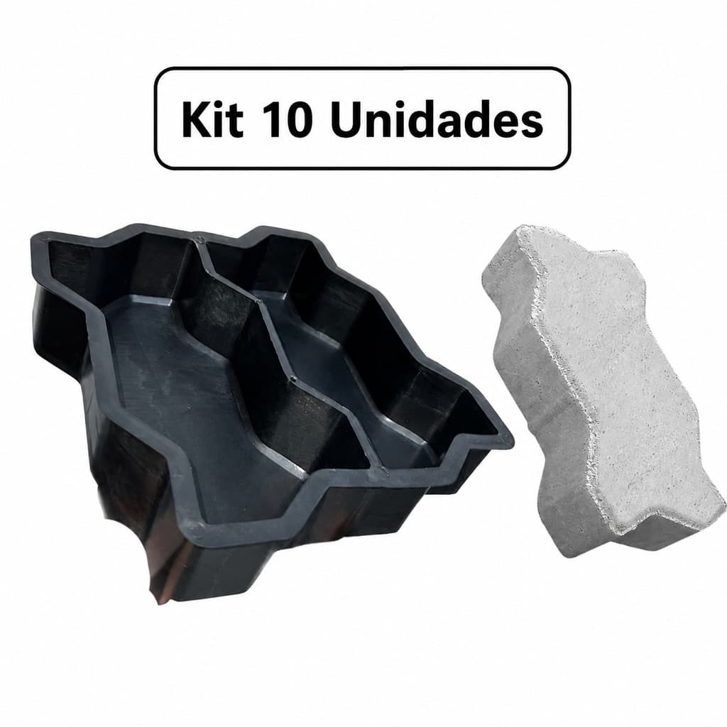 Kit 10 Formas Intertravado Bloquete 24x10x6 16 Faces Qualidade Premium
