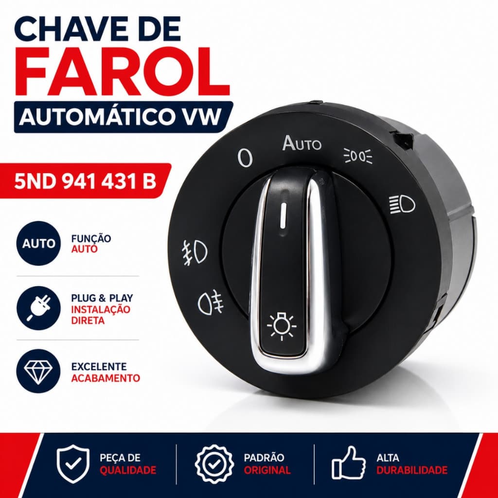 Chave Farol Auto Interruptor Luz 5ND941431B Golf Jetta Passat Tiguan Original