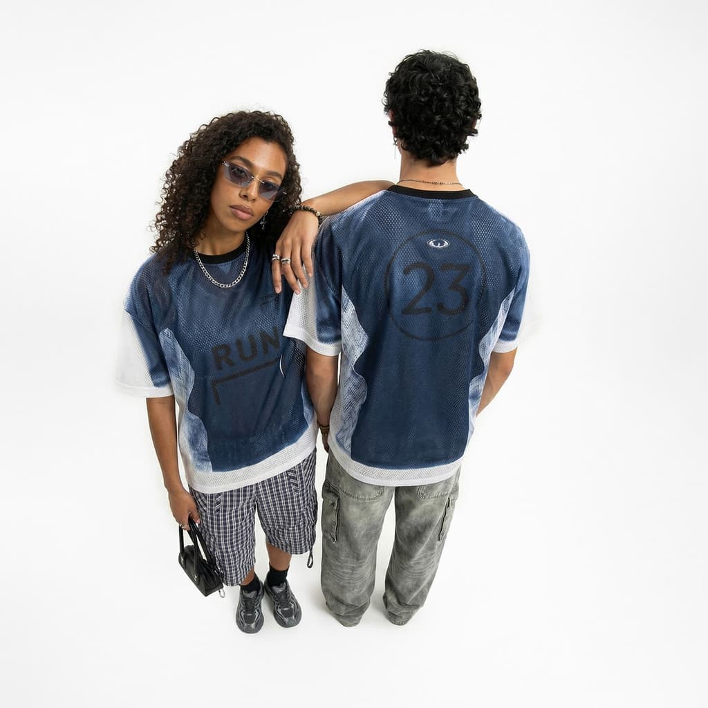 Mancha impressão Digital bola uniforme de manga curta camiseta 2026 primavera verão novo estilo rua Wear esportes topo