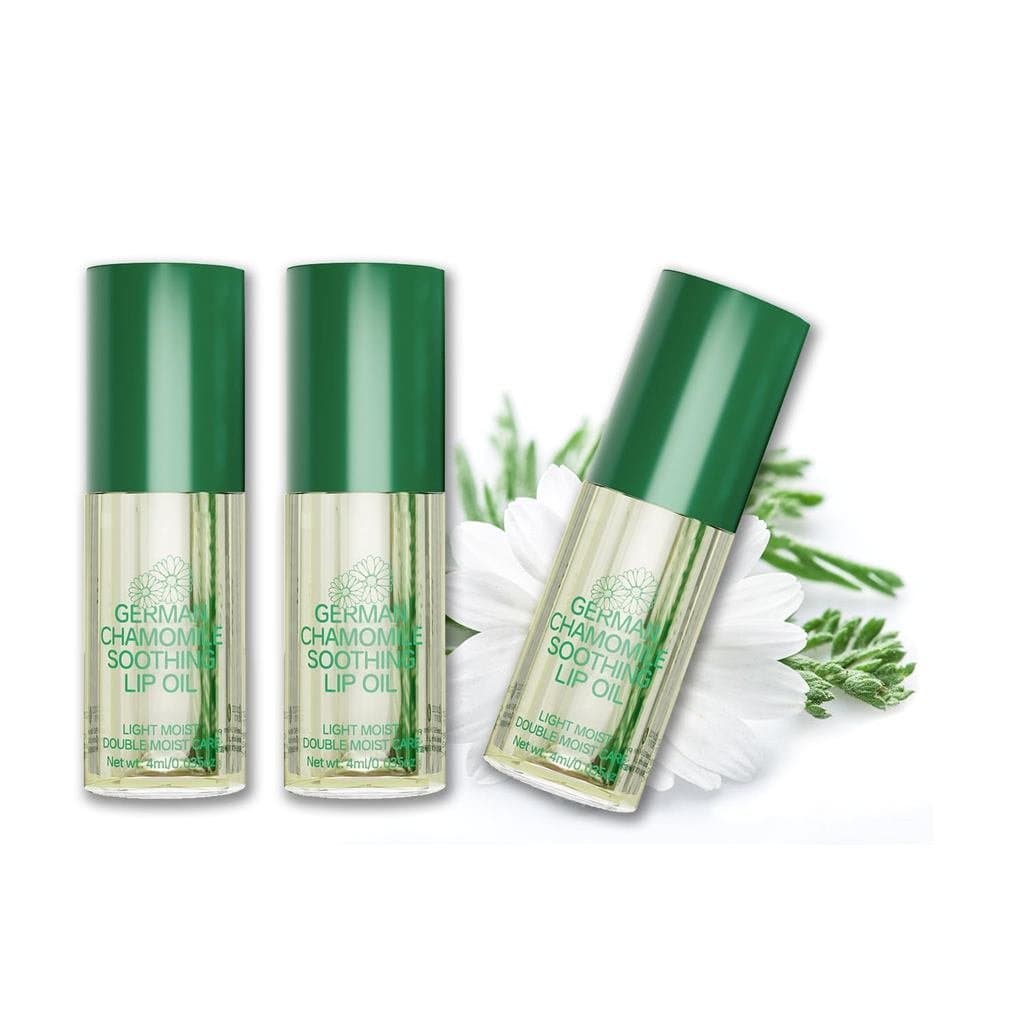 Conjunto de 3 Óleos Labiais de Camomila - Cuidado Labial Hidratante e Brilhante com Fórmula, Vegano e Livre de Crueldade